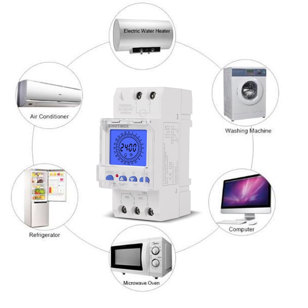 TM929 Series 24-hour Analog Timer 85-265V Backlight Display 96 Times 15 Mins With Battery Analog Timer