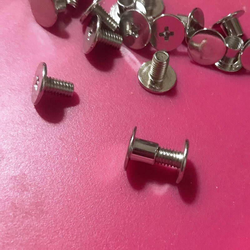 10 unids/set tornillo plano remache cabeza Hardware acero al carbono para equipaje cuero artesanía o cuaderno tornillo remache hebilla