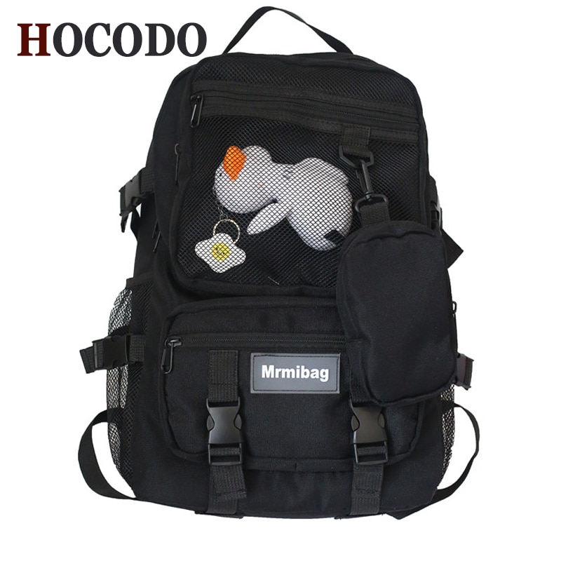 Hocodo oxford à prova dwaterproof água mochila feminina moda unissex net bolso sacos de escola para adolescente bagpack grande capacidade mochila viagem