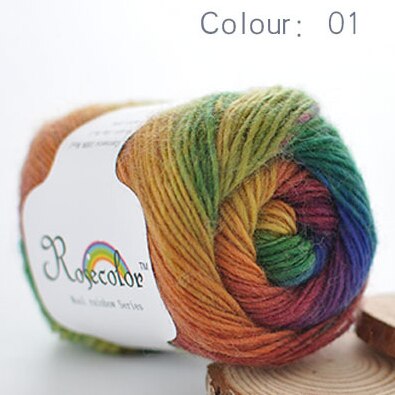 100% Wol Garen Regenboog Kleur Voor Hand Breien Haak Hand-Geweven Dikte Wollen Garen Wollen Garen Haken Sjaal Draad: 01