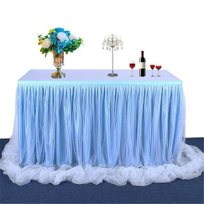 Jupe de Table à Plis Façon Tutu de Danse en Tulle 183x77 cm, Décoration de Table Maison pour Occasion de Fête Prénatale, Anniversaire: type 02 blue