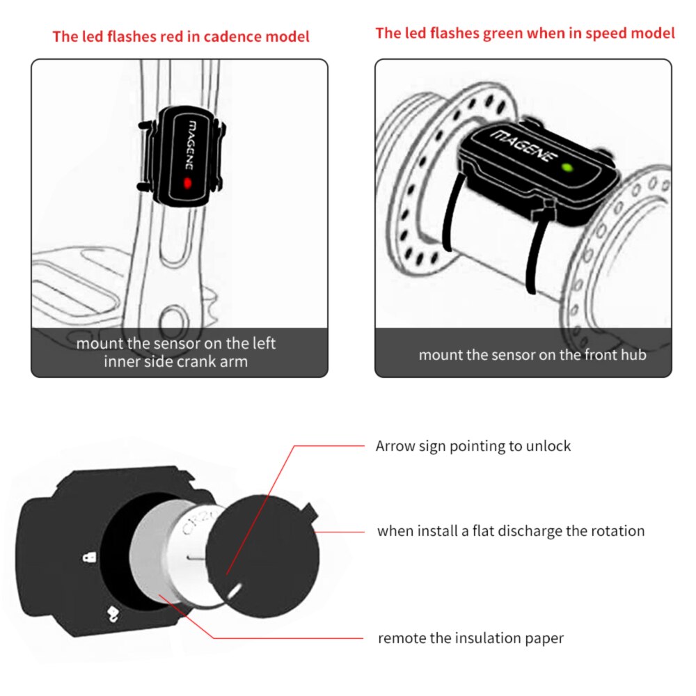 Gemini210 Bluetooth-compatible Speed Sensor Wireless Speedometer Waterproof Bike Speed Measuring Tool