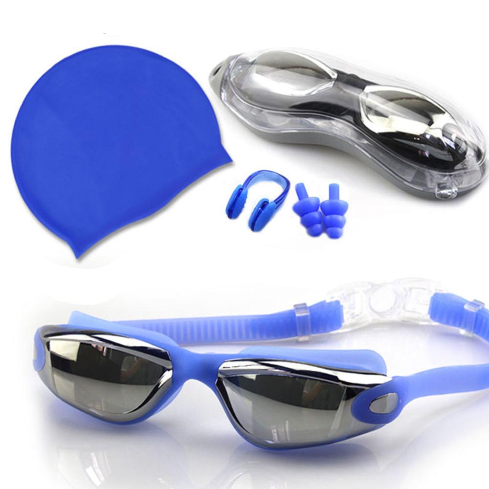 Professionele Siliconen Zwembril Anti-Fog Uv Bril Met Oordopje Voor Mannen Vrouwen Water Sportbrillen