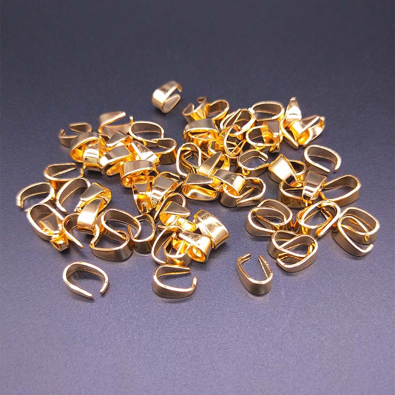 50 stücke 7x4/9x5mm Anhänger Halskette Schnalle Schließe Stecker, prise Clip Bail Anhänger Haken DIY Schmuck Erkenntnisse Zubehör: gold / 7x4mm