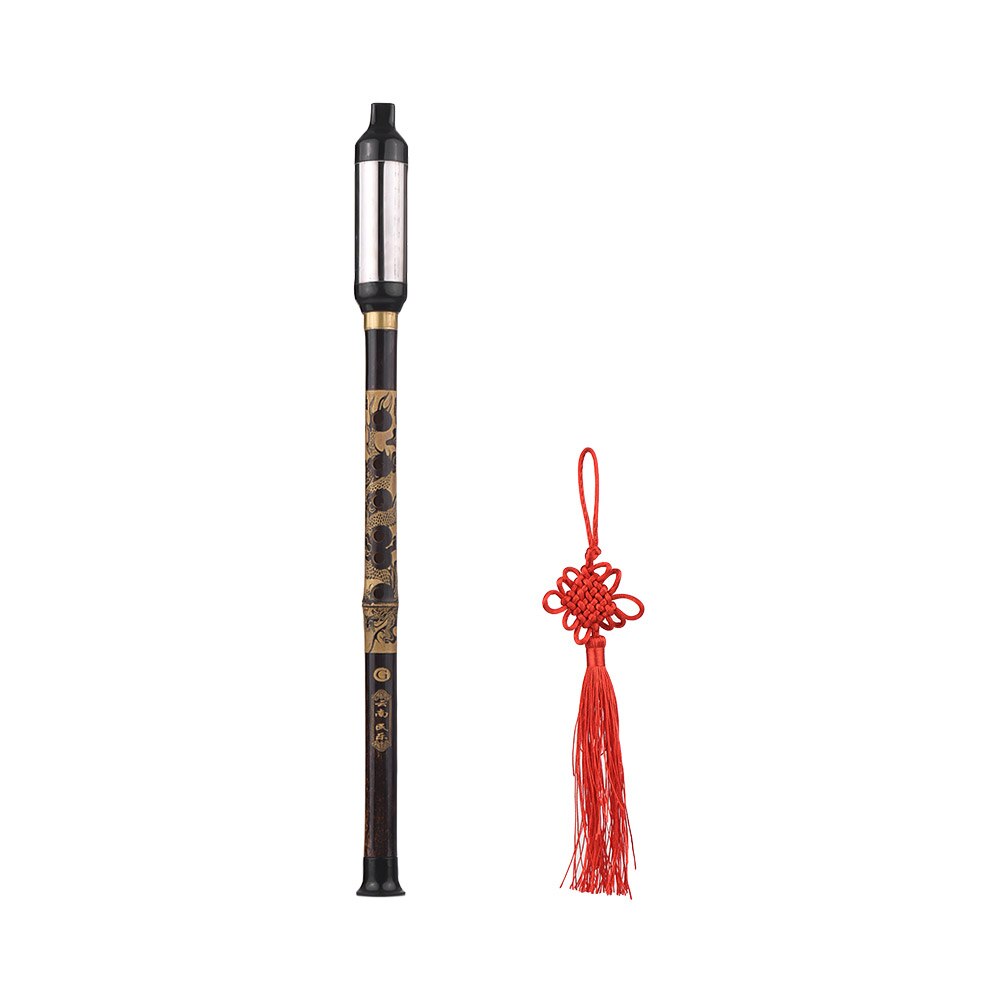 Chinese Traditional Musical Instrument Vertical Blown Bawu Black Bamboo Chinese Free Reed Flute Key of G