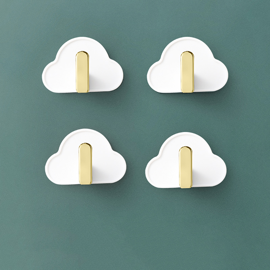 4 pezzi appendiabiti da parete in stile nordico nuvola a forma di L autoadesivi borse per vestiti chiavi appendiabiti gancio per decorazione da parete senza perforazione: Luce Verde