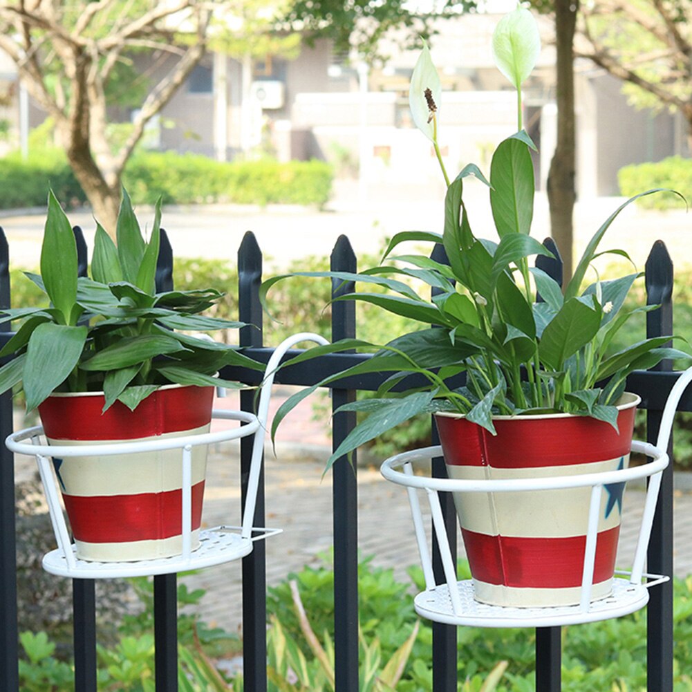 Varanda pendurado planta racks varanda redonda flor pote rack trilhos cerca janela ao ar livre ferro bonsai suporte decoração do navio da gota