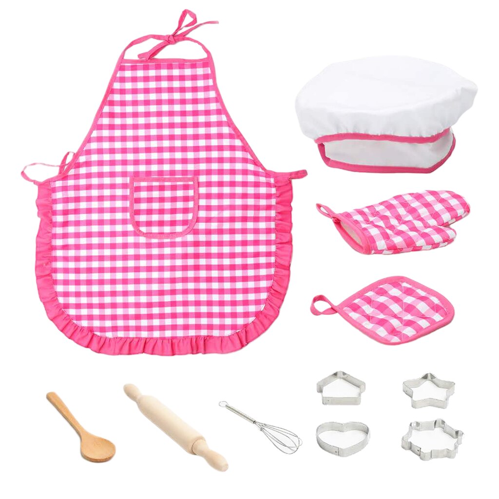 Kitchen Pretend Play Accessories Toys With Apron & Chef Hat & Utensils 11pcs