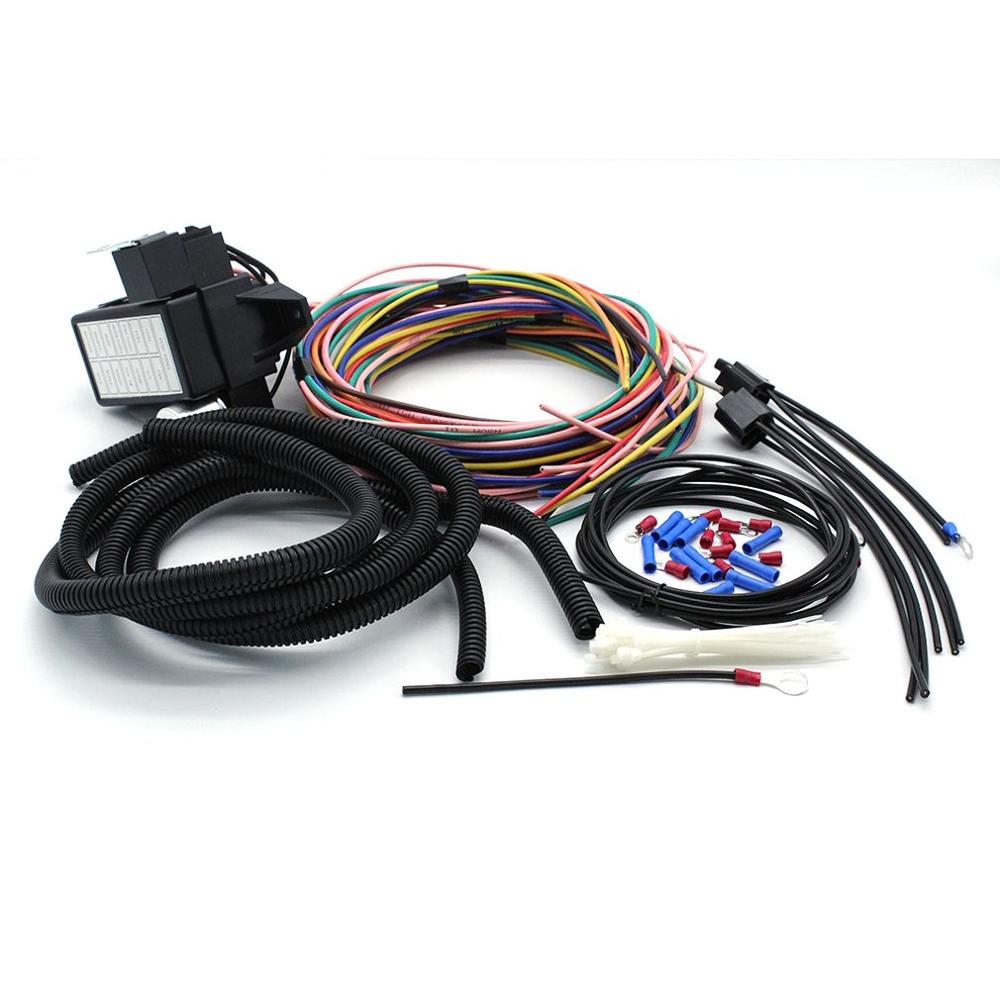 Universal 14 Fuse 12v 14 Circuit Wire Harness Street Rat Muscle Rod Wiring Color Wiring Harness Kit For Classic Cars