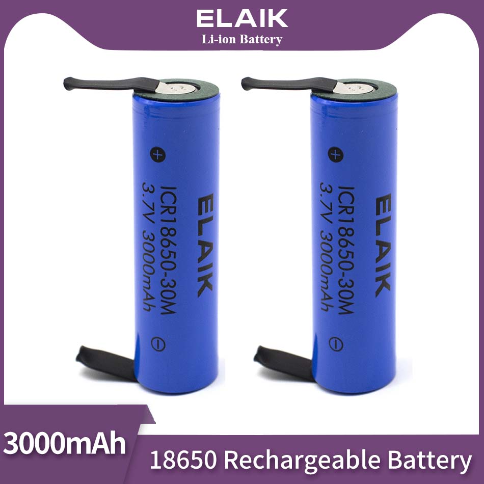 ICR18650-30M Large Capacity Rechargeable Lithium Battery 3.7V 3000MAH Suitable for All Kinds of Electronic Products+DIY Nickel