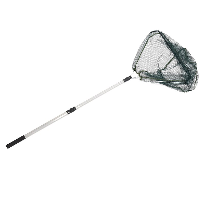 Triangular Folding Fishing Landing Net Aluminum 3 Section Extending Pole Handle green