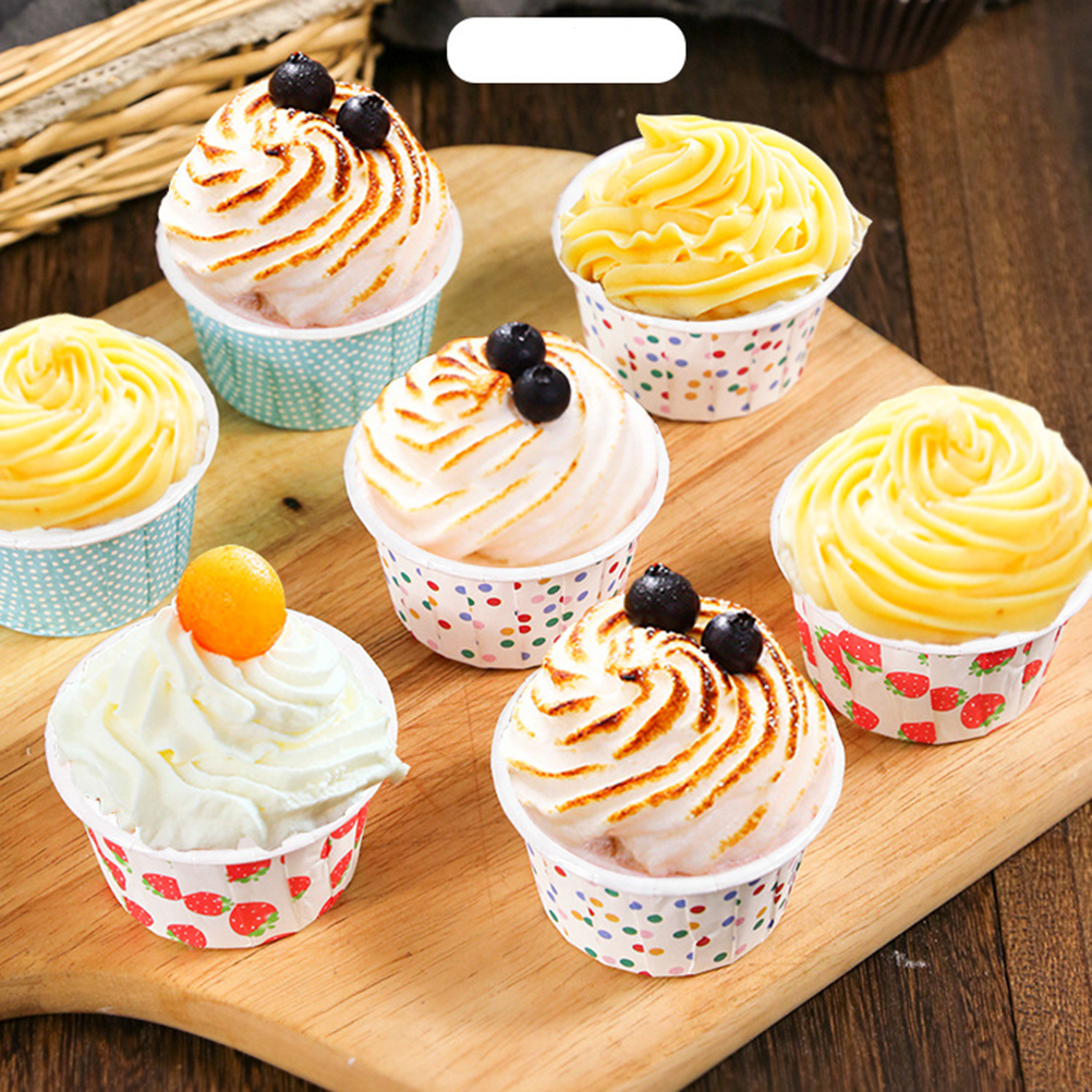 100Pcs Papier Ijs Cups Wegwerp Cake Cup Dessert Kommen Bakken Bruiloft Verjaardag (Kleurrijke Dots) Feestartikelen