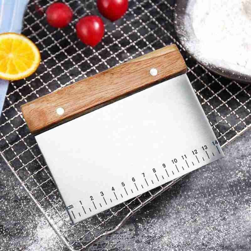 1 ud. Espátula para masa de acero inoxidable cortador de pastelería graduado para pan galletas masa espátula herramientas para hornear utensilios de cocina