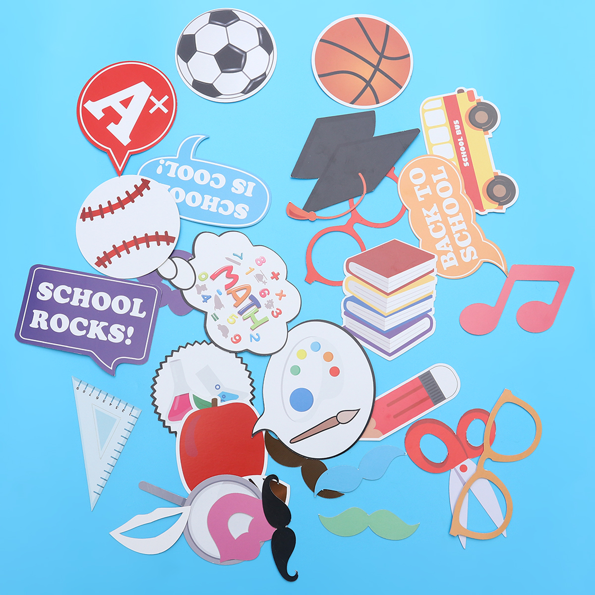 30pcs Photo Props Photo Booth Moustache Photo Shooting Party Supplies Accessories Photo Frame Props for Class Party