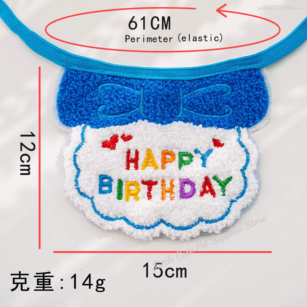 Chapéu de aniversário de gato e babador com bandana ajustável, Roupa doce do aniversário do animal de estimação, Cachecol de gatos