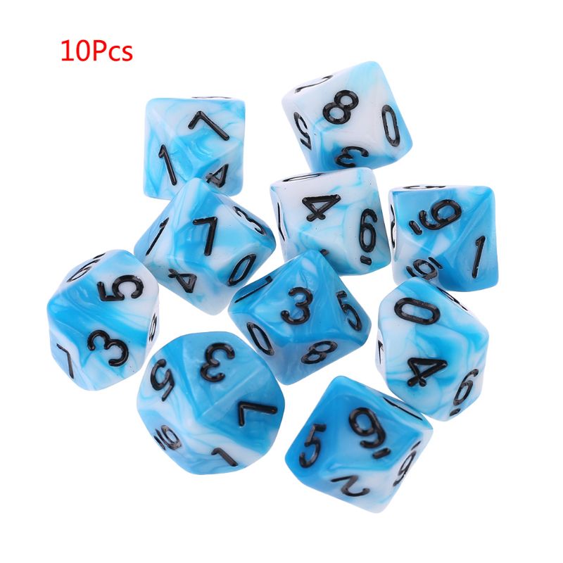 10 pçs/set 10 face d10 polyhedral diques números mostradores mesa de mesa jogo tabuleiro: 6