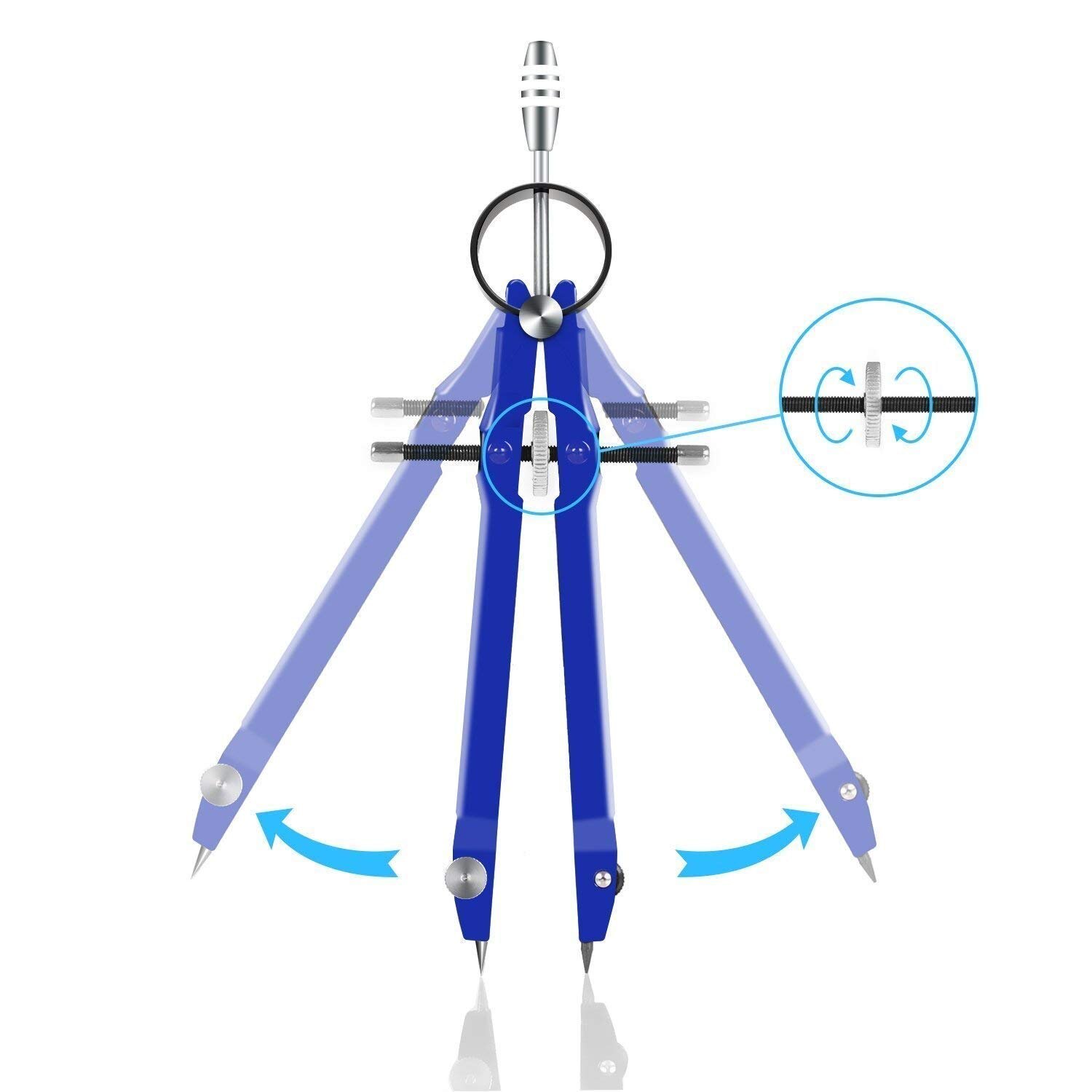 Compass with Lock for Geometry, 6 inch Spring Bow Compass, Precision for Math, Draftin, Comp