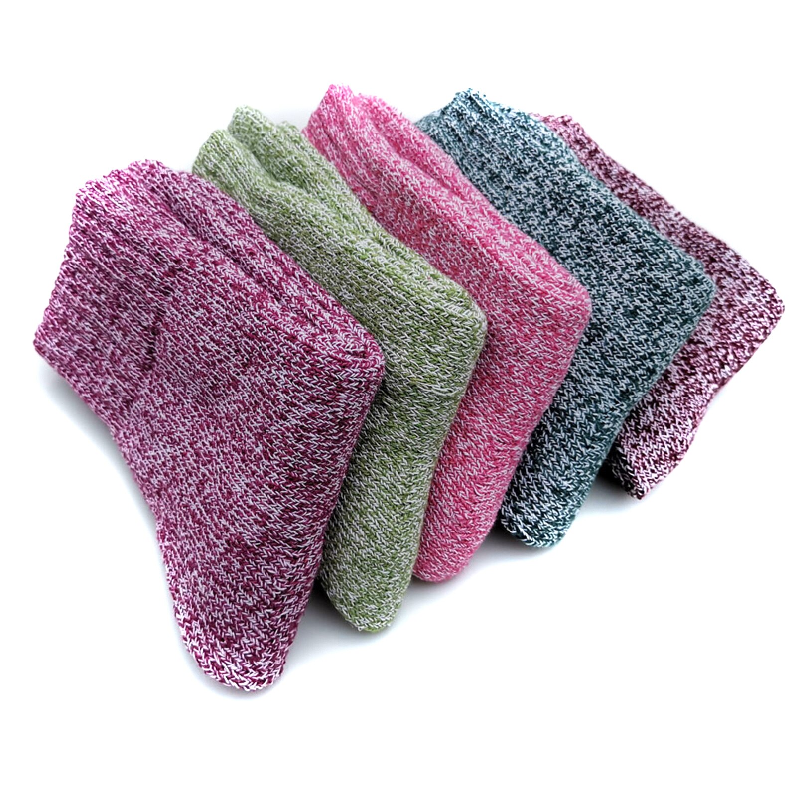 Calcetines de lana de invierno para mujer, 6 pares, gruesos, transpirables, suaves, tejidos, calcetines de un tamaño FK88