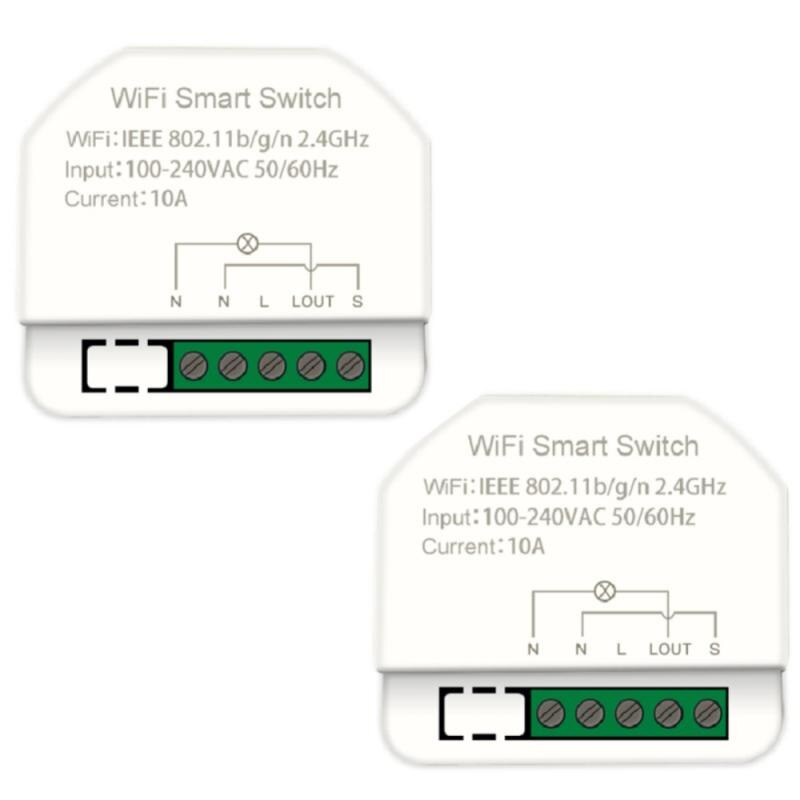 1gang DiY WiFi Smart Light Switch Relay Module Work With Alexa Echo Google Home Smart Home Smart Life/Tuya APP Remote Control: 2PCS