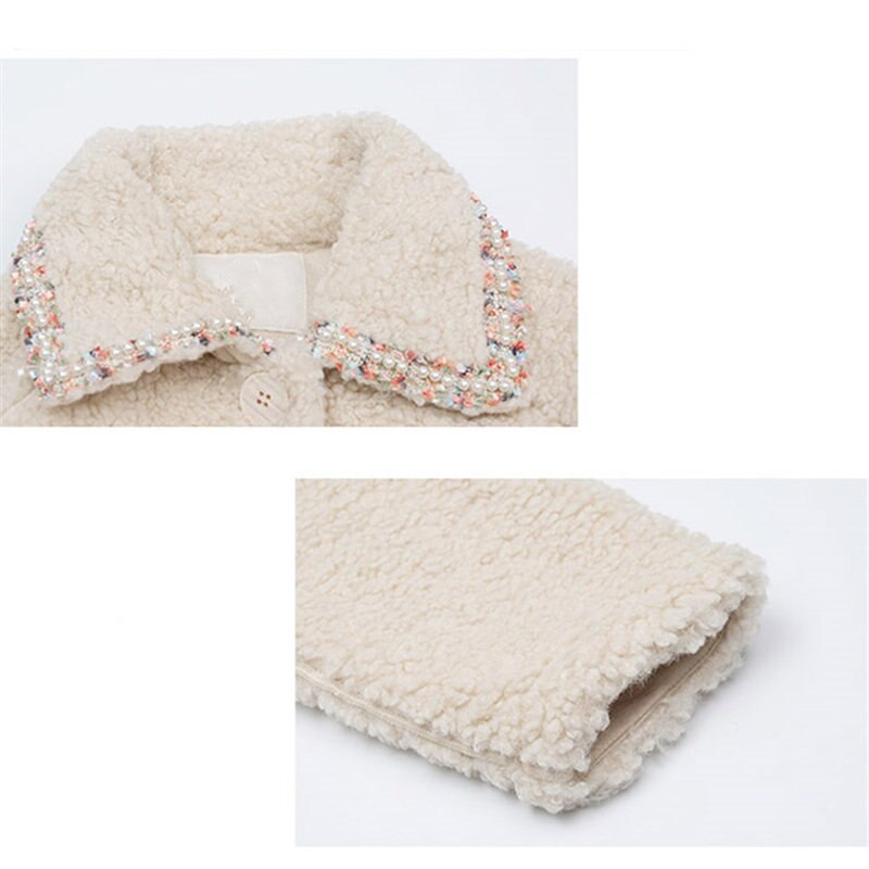 Baby Mädchen Winter Jacken fest Weiß Grün Lämmer Wolle Kleidung freundlicher Warme Vlies Oberbekleidung freundlicher Langen Mantel 4-13Jahre