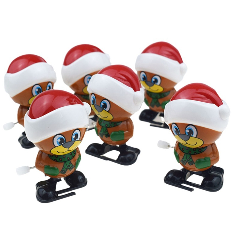 Colorful Mini Jumping Wind-up Toy Cute Penguin Snowman Santa Bear Shaped Fine ABS Party Supplies Easy Sleeping Tool