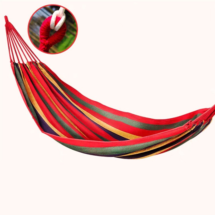 Rainbow Outdoor Leisure Double 2 Person Canvas Hammocks Ultralight Camping Hammock with Backpack 1.9*1.5m: Red