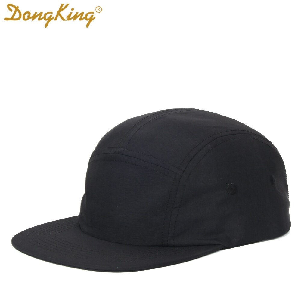 Dongking 5 Panelen Classic Baseball Cap Korte Rand Baseball Cap Taslon Splash Proof Stof Snel Droog Hoed Flat Bill big Size: Black / 60-62cm Adjustable