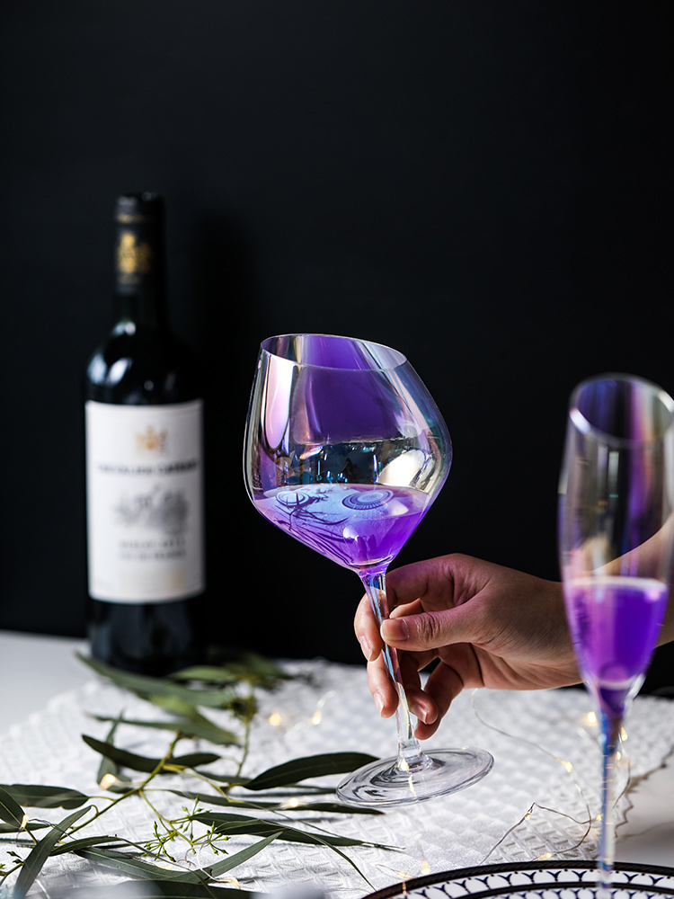 Regnbåge jonpläterat kristallglas vin lutande glas vinglas kopp champagneglas bar hotellfest hem bröllop dryck