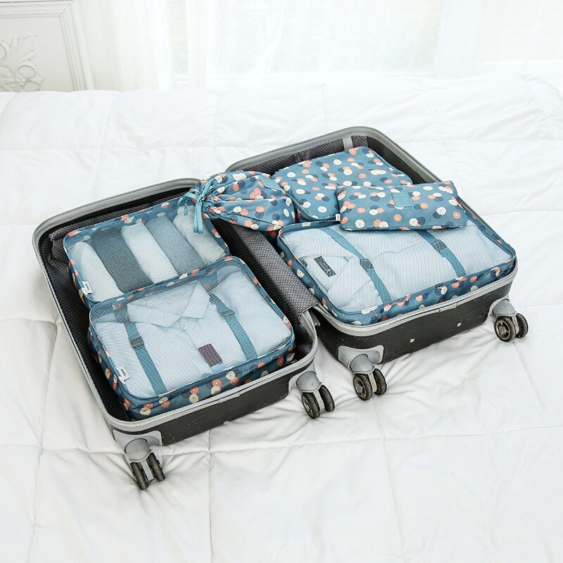 RUPUTIN 6PCS/Set Cloth Waterproof Travel Mesh Bag In Bag Luggage Organizer Packing Cube For Travel Accessories: flowers