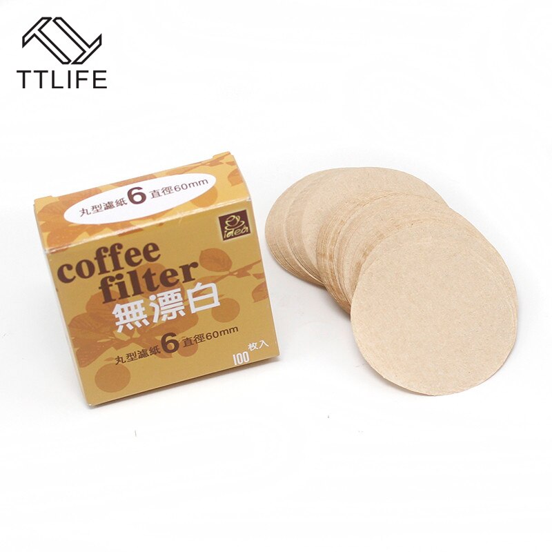 Wooden Round Drip Paper Coffee Filter Moka Pot Espresso 100pc/Pack Tea Strainer Maker