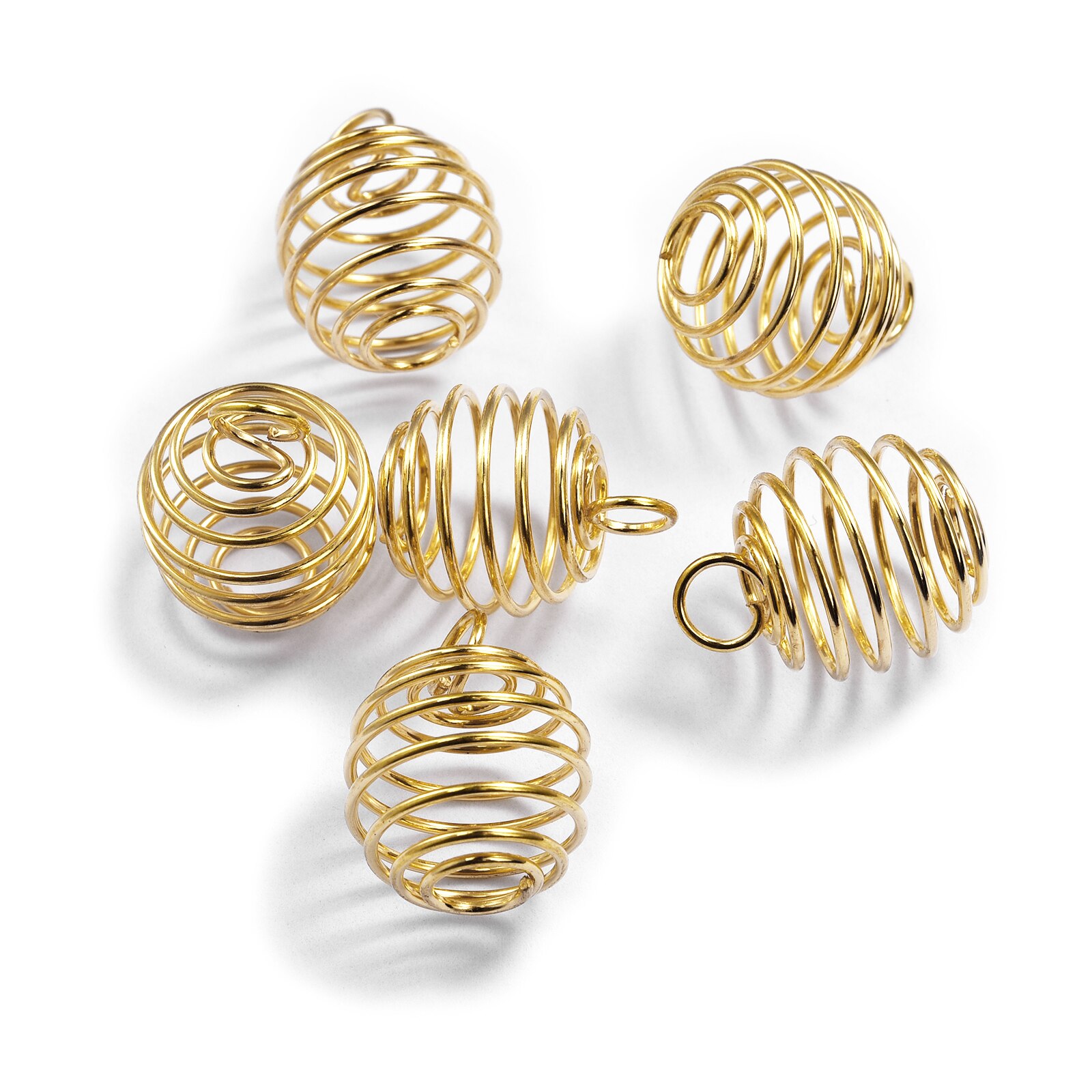 10/20/30 sztuk spiralne koraliki klatki wisiorki ze stali nierdzewnej złoto srebro kolor puste koraliki dla Charms Diy akcesoria do wyrobu biżuterii: Gold / 8x9mm 30Pcs