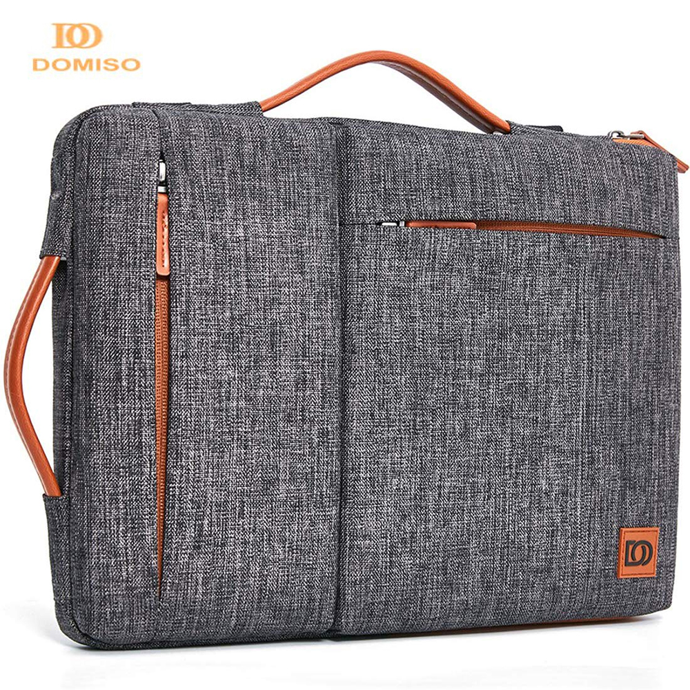 Domiso multi-use strop bærbar taske med håndtag til 10 " 13 " 14 " 15.6 " 17 "tommer laptop stødsikker computer notebook taske, grå: 15.6- tommer