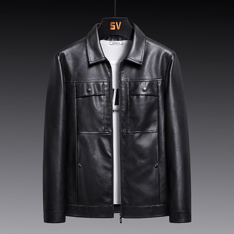Mannen Jassen Kleding Lente 2022 Oversized Jas Trend Losse Toevallige Pu Leren Jas Jas Mannen Rits Revers Jassen kleding