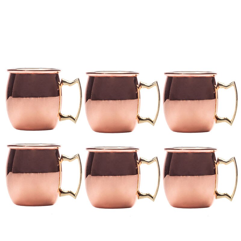 6PCS 2oz Mini Moscow Mule Mug Set Shot Glasses Set Stainless Steel Hammered Copper Plated Milk Coffee Cocktail Wine Travel Cup: B 6pcs