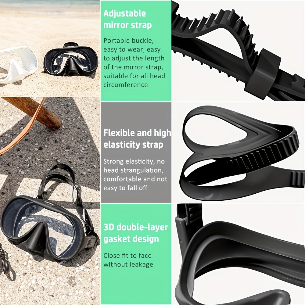 Máscara de buceo sin marco HD panorámica vista ultraancha vidrio templado snorkel gafas de natación adecuadas para adultos