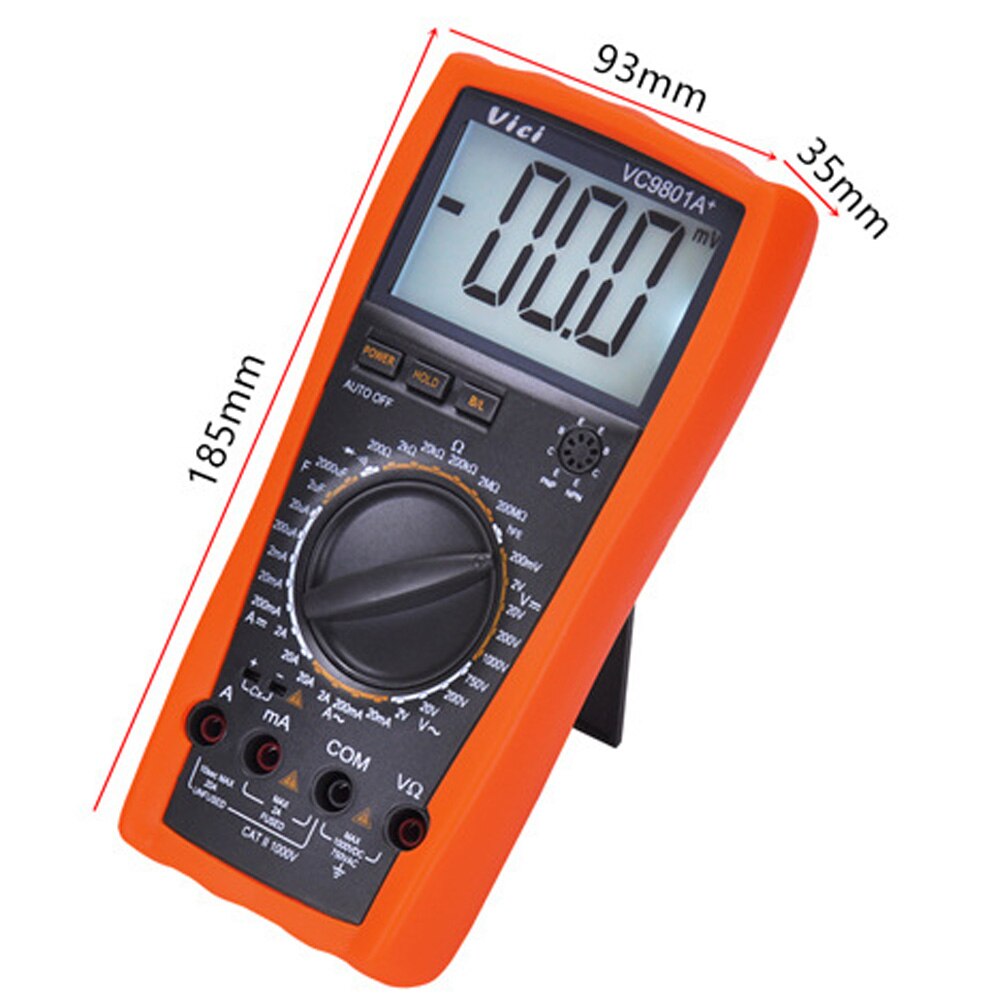 VICI VC9801A+ Digital Multimeter DMM AC/DC Ammeter Voltmeter Ohmmeter w/Capacitance hFE Tester Meter LCD Backlight Data Hold