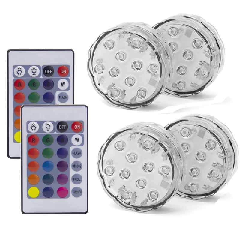 IP68 Waterdicht Zwembad Licht Rgb Led Kleurrijke Onderwater Verlichting Vijver Dompelpompen Lamp Voor Bruiloft Feest: 2Remote 4 Light