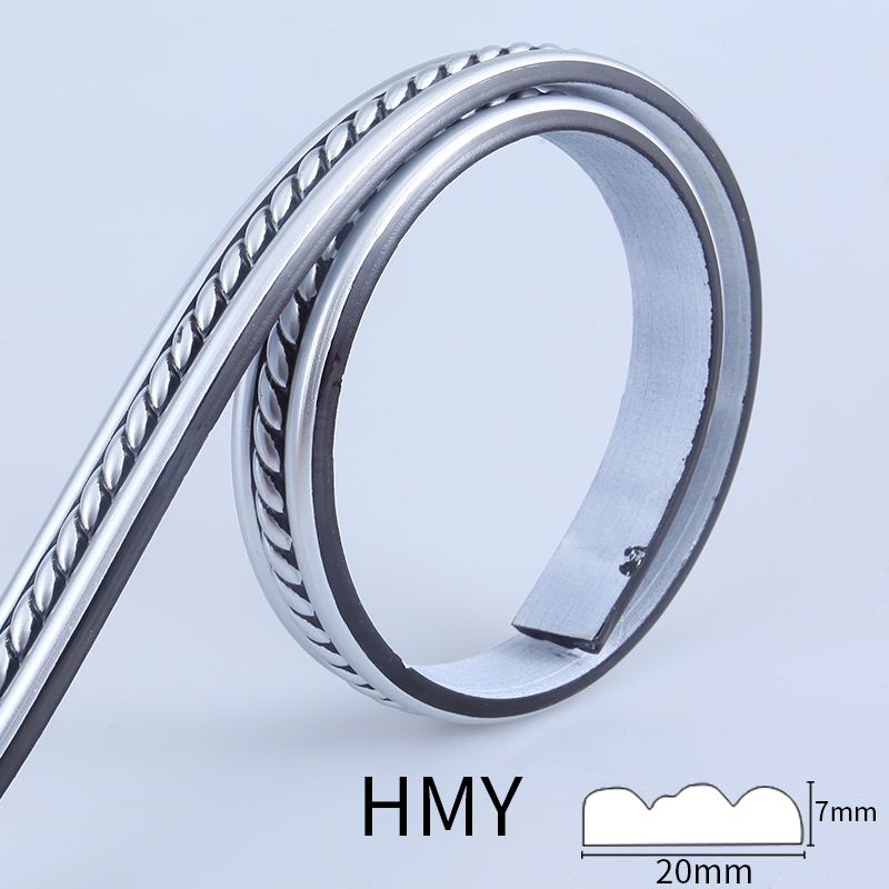 3d pvc väggklister linje ram trim mjuk pvc dekorativ linje kantstång: Vitt silver -5m
