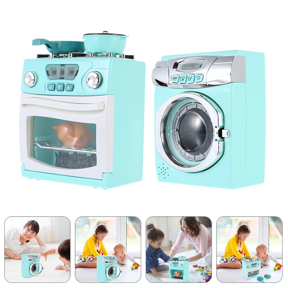 2PCS Miniature Oven Washing Machine Mini House Small Appliances Model