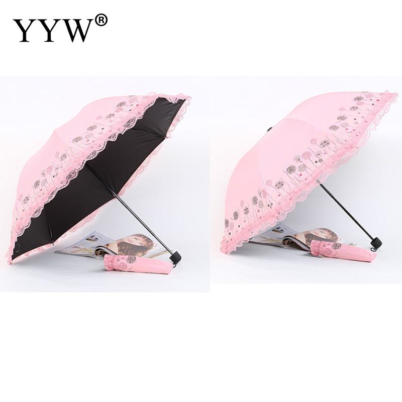 Folding Umbrella Lace Solid Color Pockets Umbrellas Rain Women Parasol Kids Plastic Paraguas Umbrella Machine Ambrella