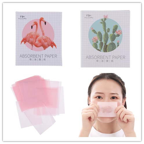 Paquete de 50 unidades de papel absorbente de aceite para limpieza Facial, herramientas de belleza, color azul, verde, rosa y morado