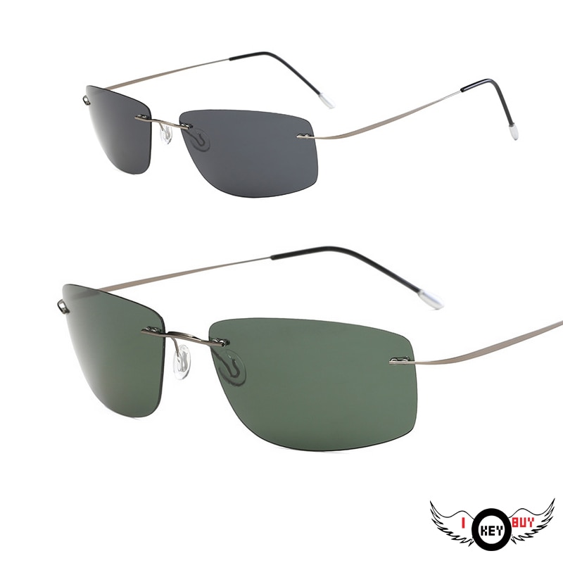 Frameless Pure Titanium Ultra Light Anti Fatigue Driving Mirror Polarized Sunglasses Sunshade I Key Buy