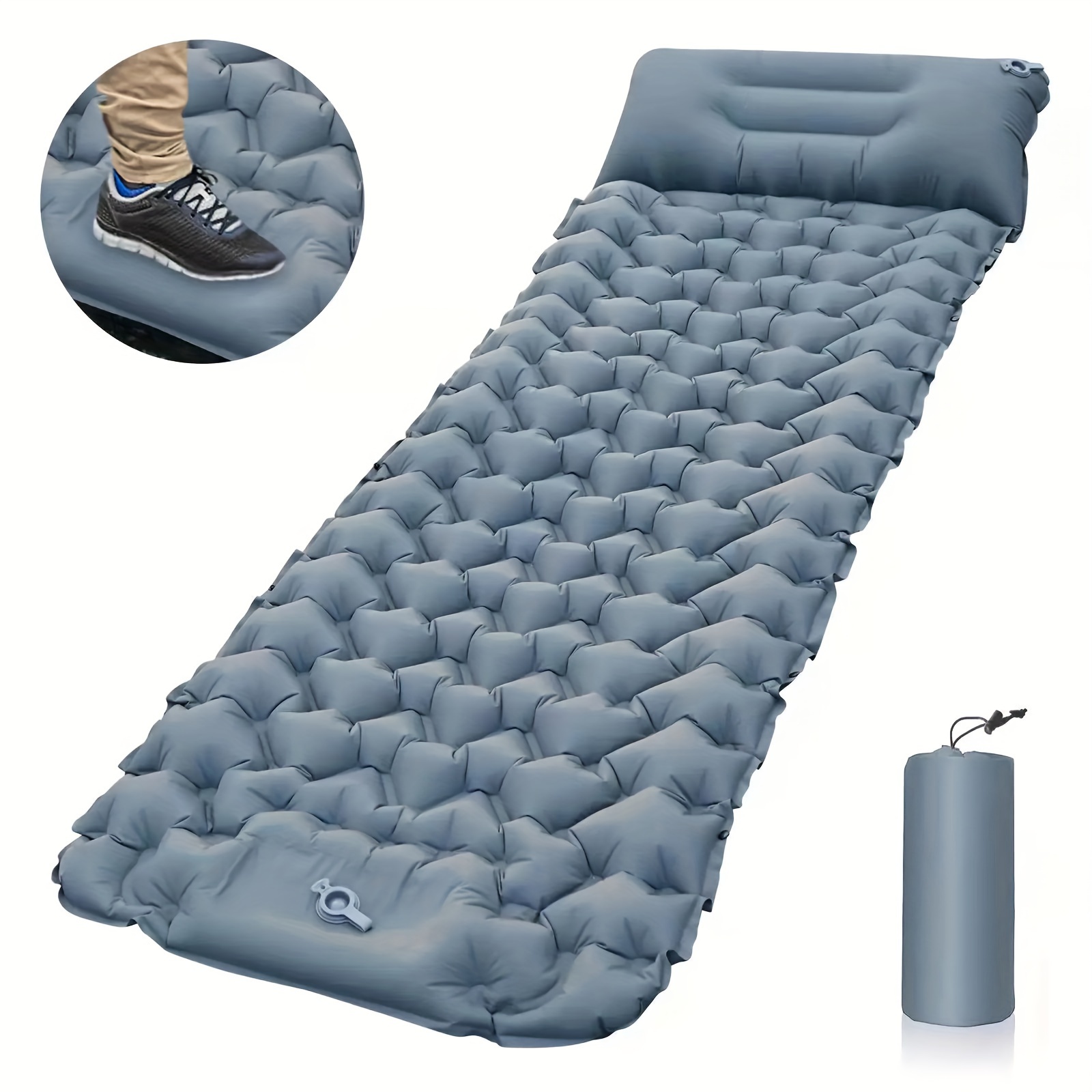 Colchoneta para dormir al aire libre, colchón inflable para acampar con almohadas, colchoneta de viaje, cama plegable, cojín de aire ultraligero para senderismo