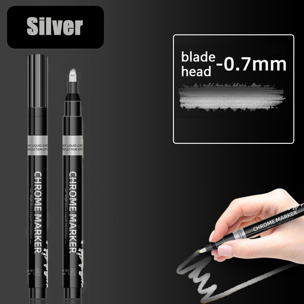 Chrom Spiegel Marker Stift 0,7mm 1mm 2mm DIY Zeichnung Farbe Stift Spiegel Marker Chrom Silber Gold Marker Auto Styling Kunst Handwerk: Gold