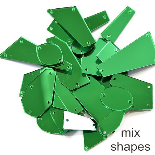 gemischt Größe Farben Acryl Spiegel NäHenne Auf Strass Unregelmäßigen Steinen Kristall Strass DIY F0209: P15Smaragd
