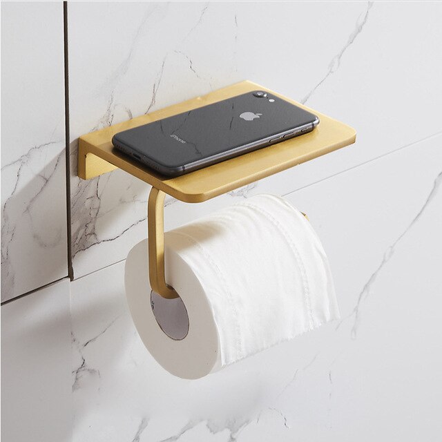 Bathroom Accessories Set Brushed Gold Bathroom Shelf,Towel Rack,Towel Hanger Paper holder,Toilet Brush Holder Bath Hardware Sets: paper holder3