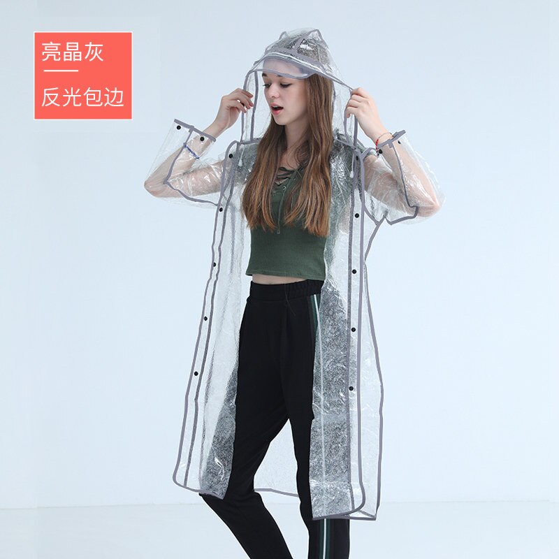 Imperméable Transparent réfléchissant imperméable femmes adulte veste longue coréenne randonnée en plein air imperméable équitation lumière vêtements de pluie: Grey Reflective / XXL