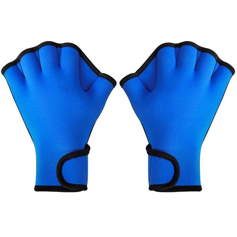 1 paar Schwimmen Tauchen Handschuhe Aquatische Fitness Wasser Widerstand Aqua Fit Paddle Training Finger Handschuhe: Blau