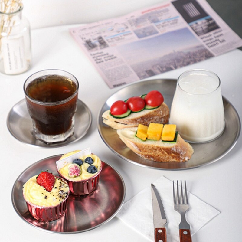 Assiettes à dîner assiette à Dessert plats de service de cuisine salade assiette ronde plateau à gâteau Steak occidental plateau rond, 3 pièces