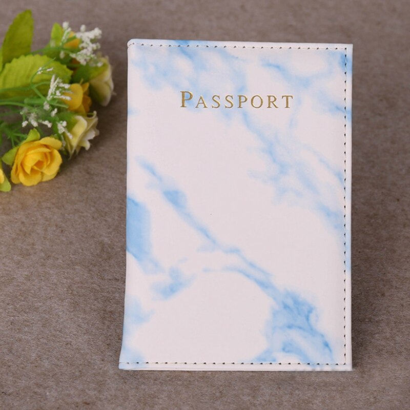 1 PC Marbled Printed Passport Cover Travel Passport Holder Protector Cover PU Leather Travel ID Card Holder Bag: BL